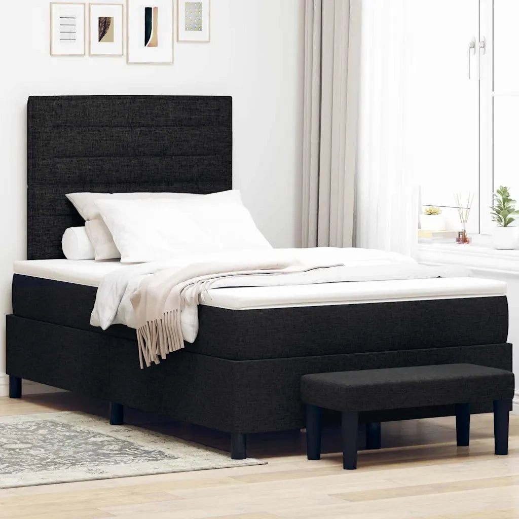 Letto a molle con testiera Nero 120 x 190 cm Tessuto 3343976
