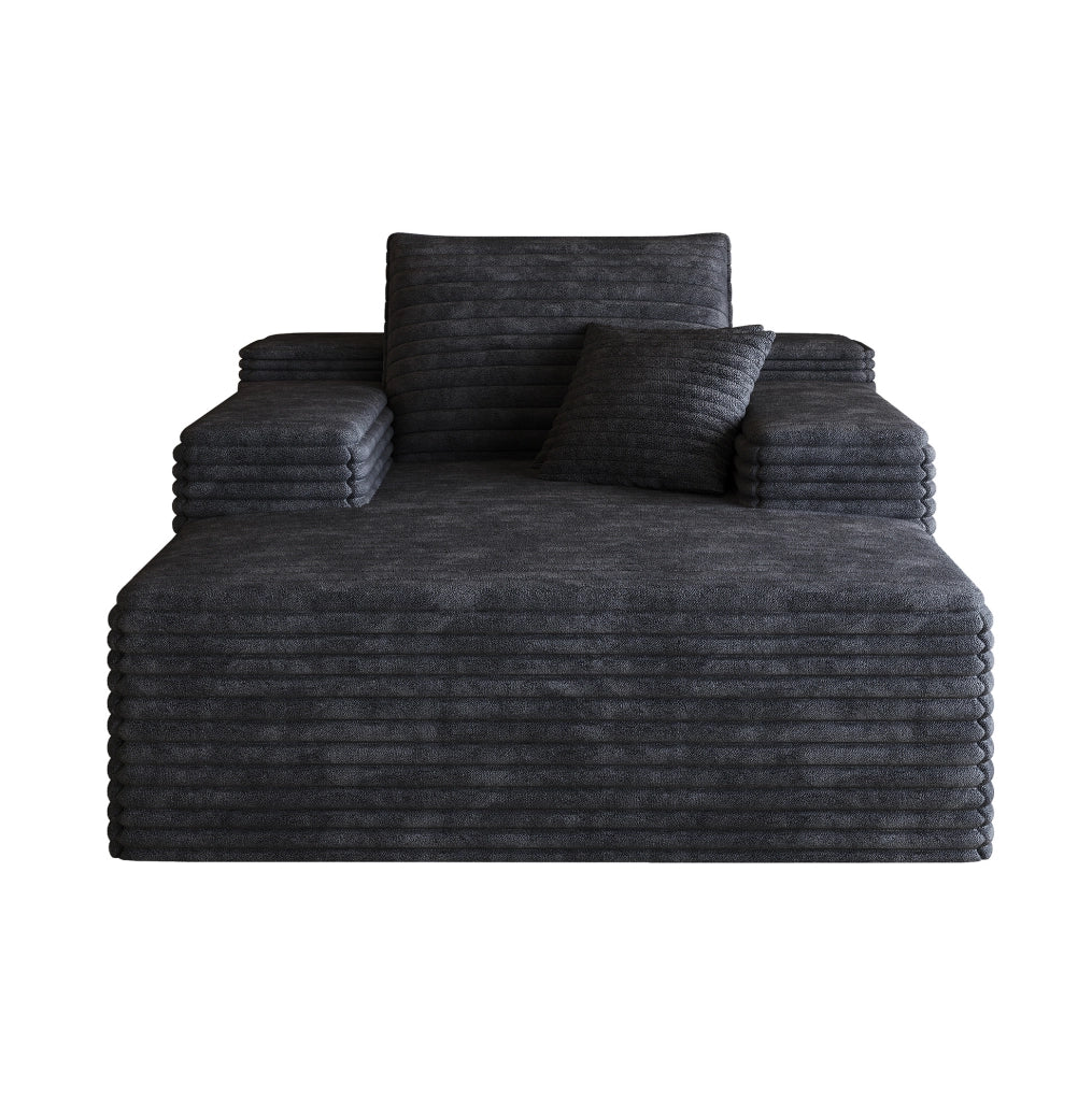 Divano chaise longue in tessuto nero con schiuma ad alta elasticità