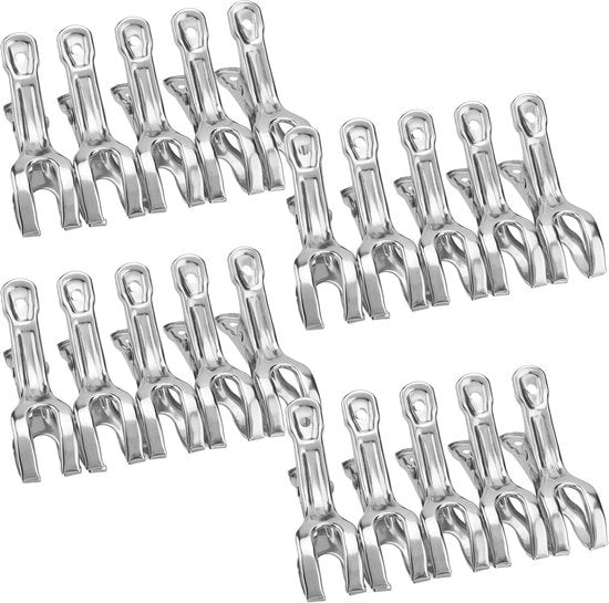 Klemme per asciugamano in acciaio inossidabile - 20 pezzi, 85 cm clip per asciugamano da spiaggia, grande pinza per la biancheria per il camping, resistente al vento