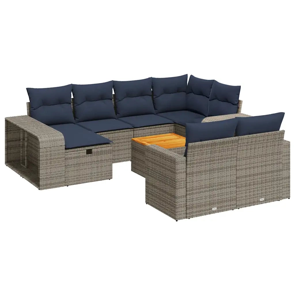 Set Divani da Giardino 11 pz con Cuscini in Polyrattan Grigio 3326085