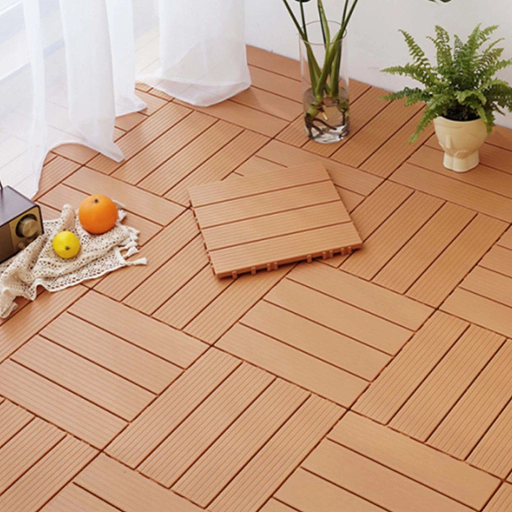 Set 10 Piastrelle PVC Giardino 30x30x2 cm Marrone a Incastro