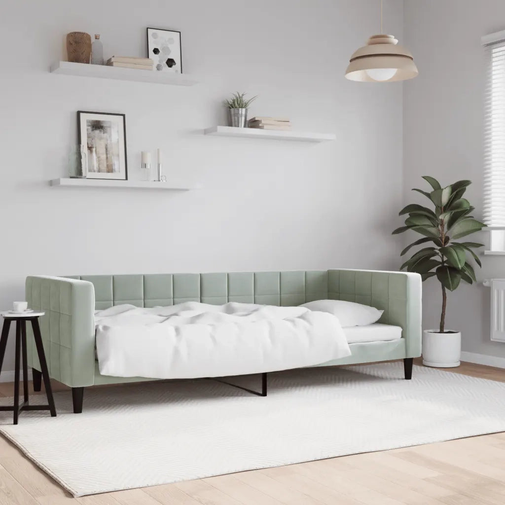 Letto da Giorno Grigio Chiaro 80x200 cm in Velluto 354001