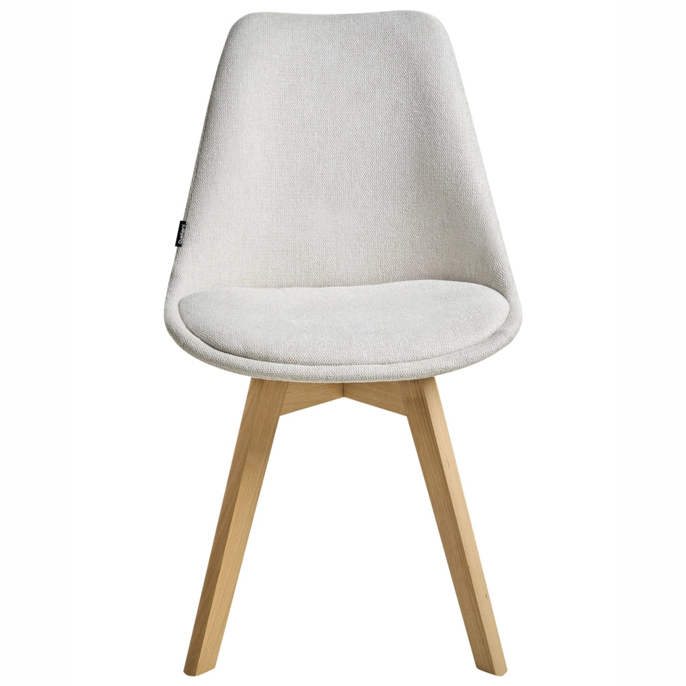 Set di 2 sedie da pranzo con rivestimento in tessuto bianco crema gambe in legno eleganti design moderno