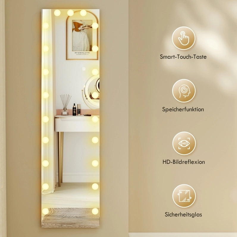 Specchio da terra 40x150 cm con LED RGB e 21 lampadine