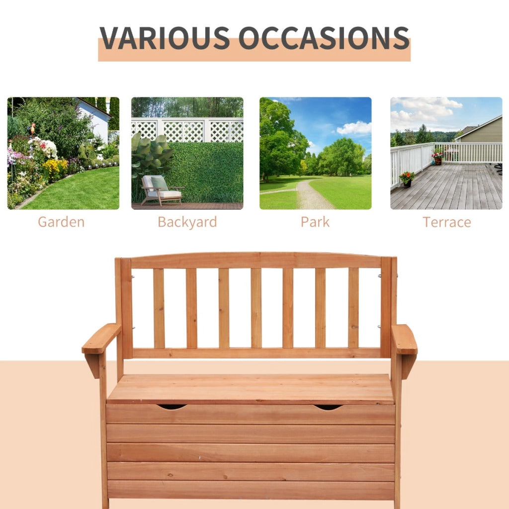 Panchina da Giardino 2 Posti con Vano Contenitore in Legno 112x58x84 cm