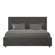BS COM Letto queen size contenitore imbottito 150x210 microfibra grigio