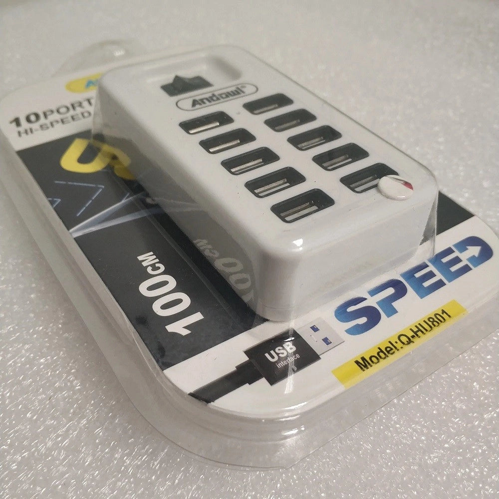 Trade Shop - Hub Usb 2.0 Alta Velocità Estensore A 10 Porte Usb Computer Cavo 100cm Q-hu801 -