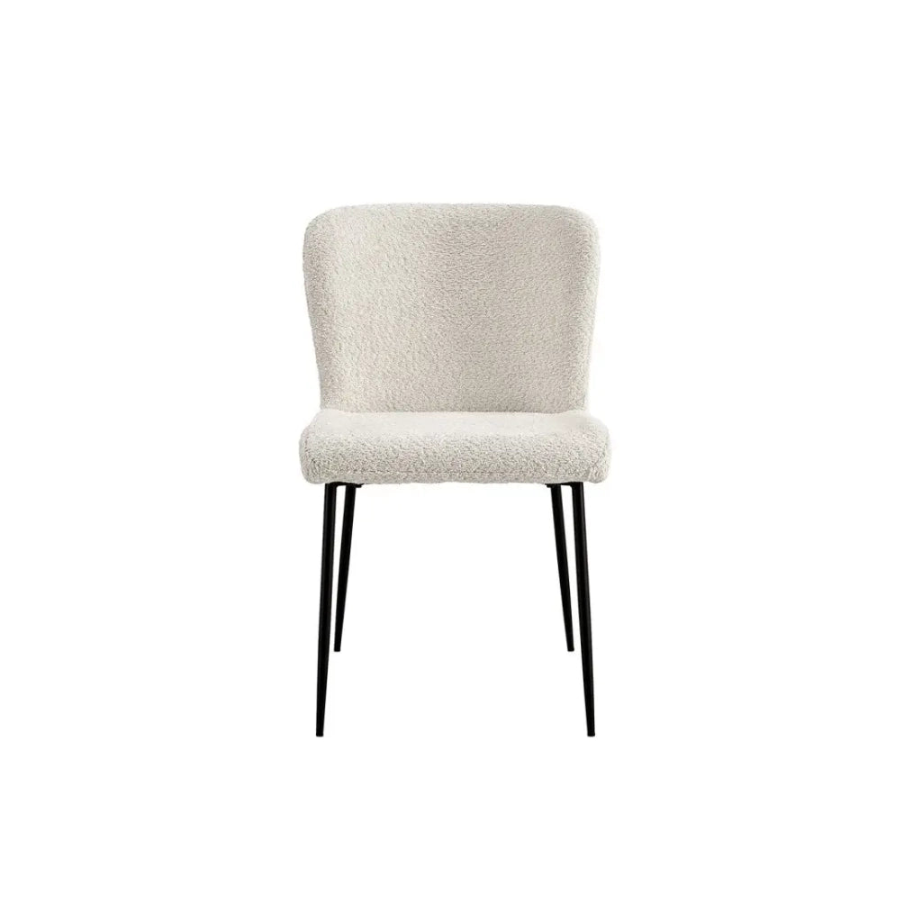 Sedia rivestita in Bouclé per sala da pranzo colore Ecru. Collezione LISE