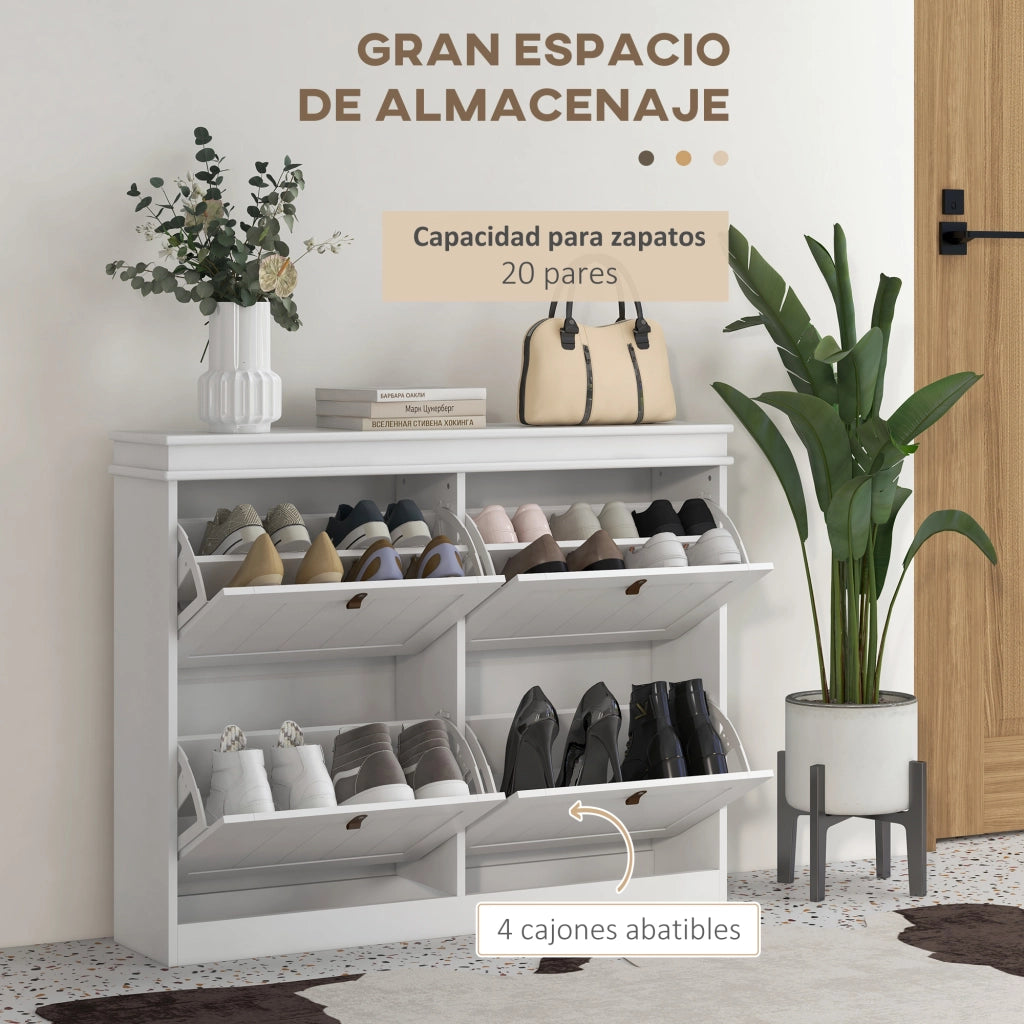 Armadio per Scarpe con 4 Ante e Ripiani Regolabili ¨C zephmum ¨C 105x24x82,5 cm