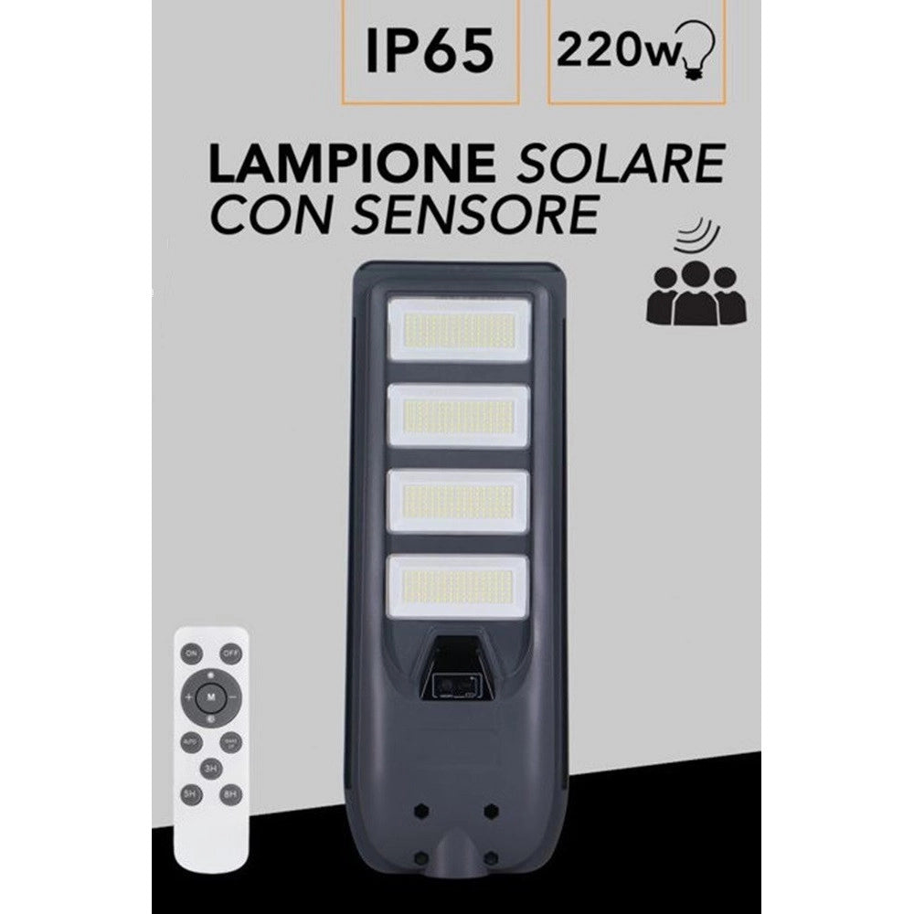 Trade Shop - Lampione Faro Led Solare 100w 160w 220w 300w Con Sensore Crepuscolare Prossimità Es-p-f -  220 Watt
