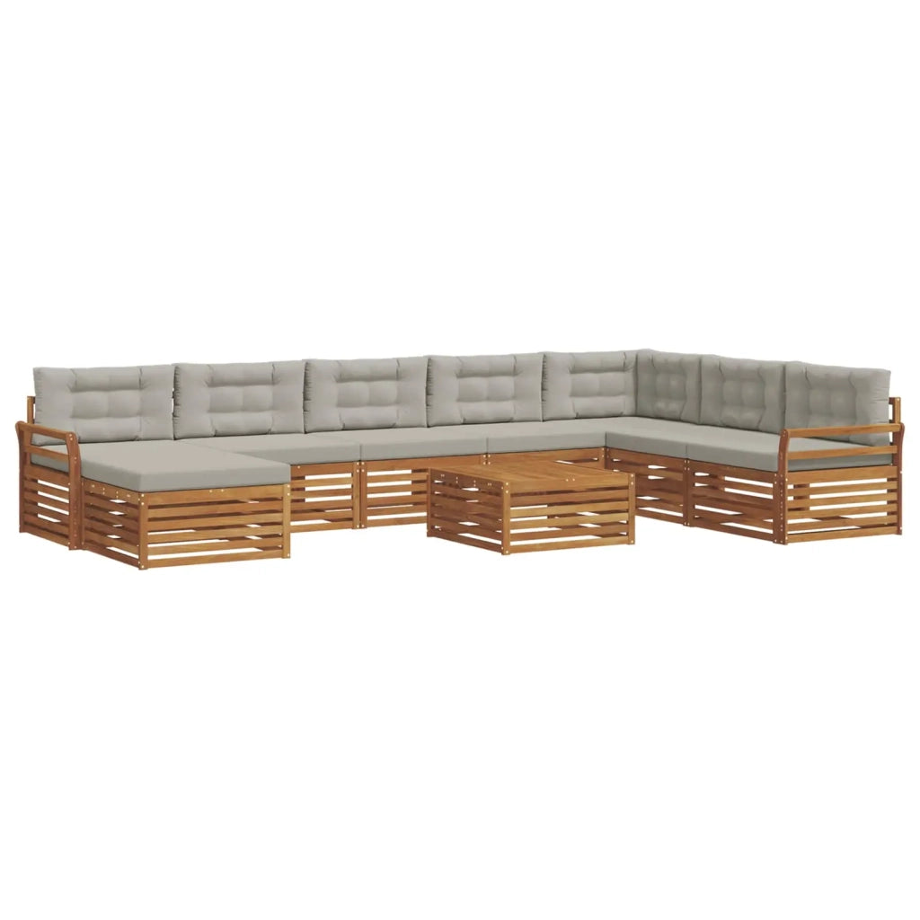 Set di divani da esterno 9 pcs Grigio Naturale e Chiaro 3373981