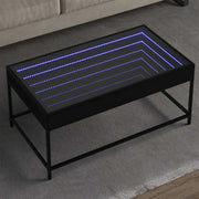Tavolino da Salotto con LED Infinity-Tavolino da soggiorno Nero 90x50x41 cm