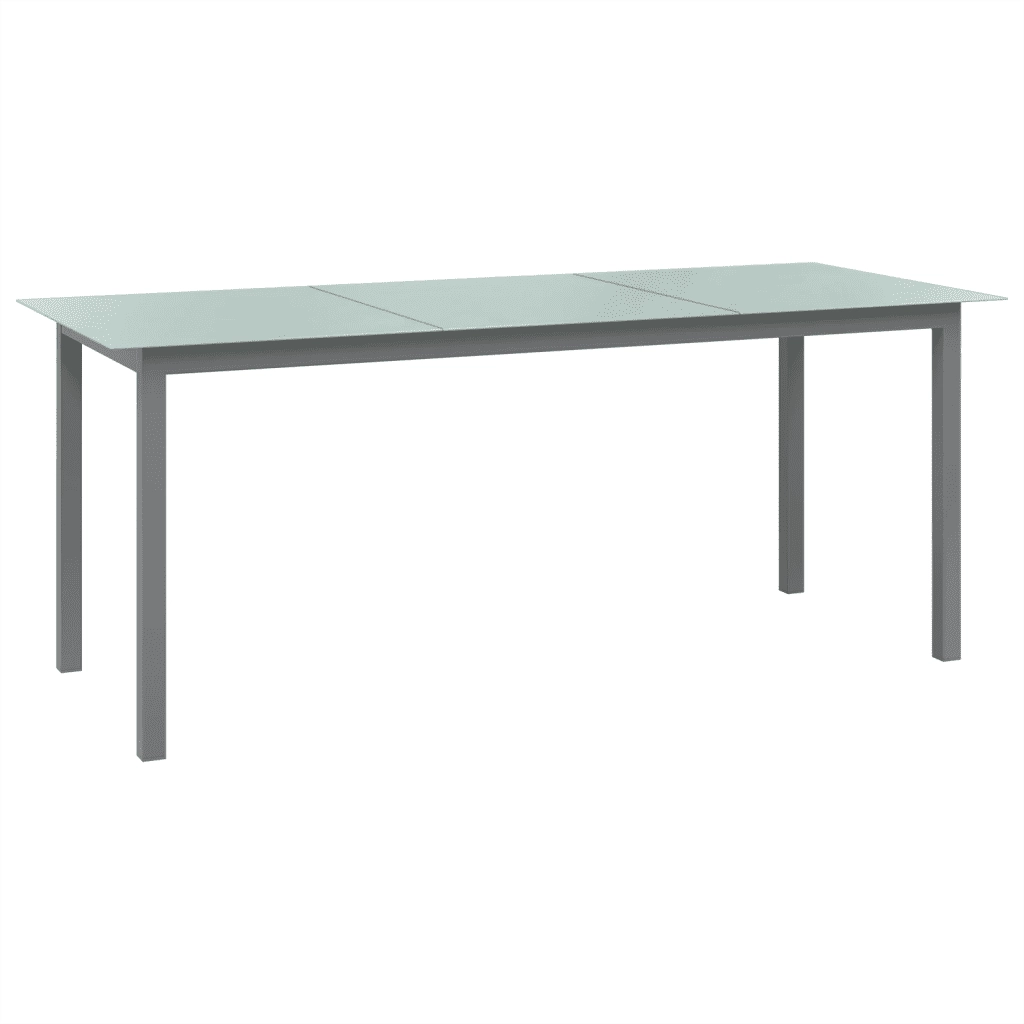 Tavolo da Giardino Grigio Chiaro 190x90x74cm Alluminio e Vetro cod mxl 47300