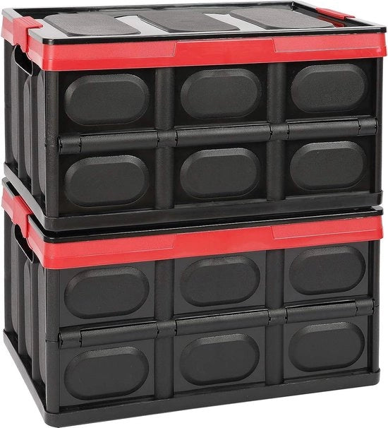Scatola di Stoccaggio Fissa con Coperchio, Scatola di Plastica Fissa, Scatola di Trasporto, Scatola di Stoccaggio, 30 L Scatola di Stoccaggio per Abiti, Libri, Spuntini - Nero