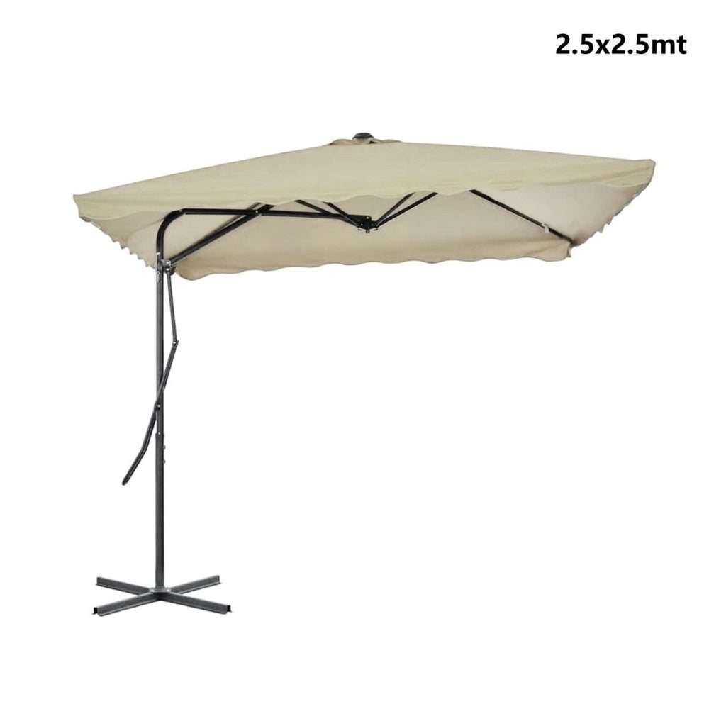 Trade Shop - Ombrellone Quadrato Da Esterno Giardino Palo Decentrato Con Base Beige 2.5 X 2.5mt 425004 -
