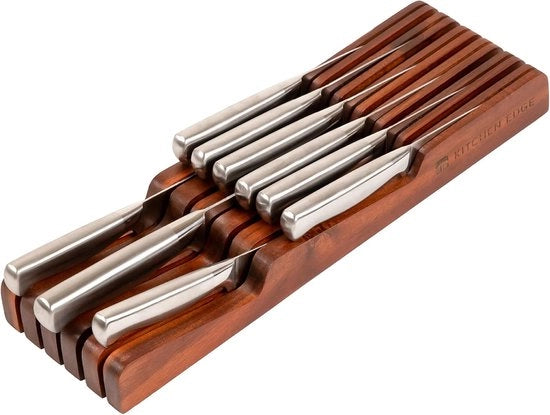 Organizzatore in legno per cucina - Blocco per 11 coltelli - Disegno in-lade - Sicuro per alimenti