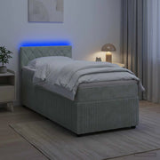 Letto con Box Spring, Materasso e LED Grigio Chiaro 90 x 190 cm 3453245