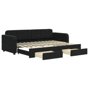 Divano letto | Sof¨¤ letto | Letto singolo Estraibile con Cassetti Nero 80x200 cm in Velluto