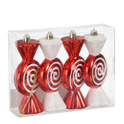DECORAZIONE NATALIZIA CARAMELLA 4 PEZZI ROSSO E BIANCO 12,5X6X4,5CM EDELMAN