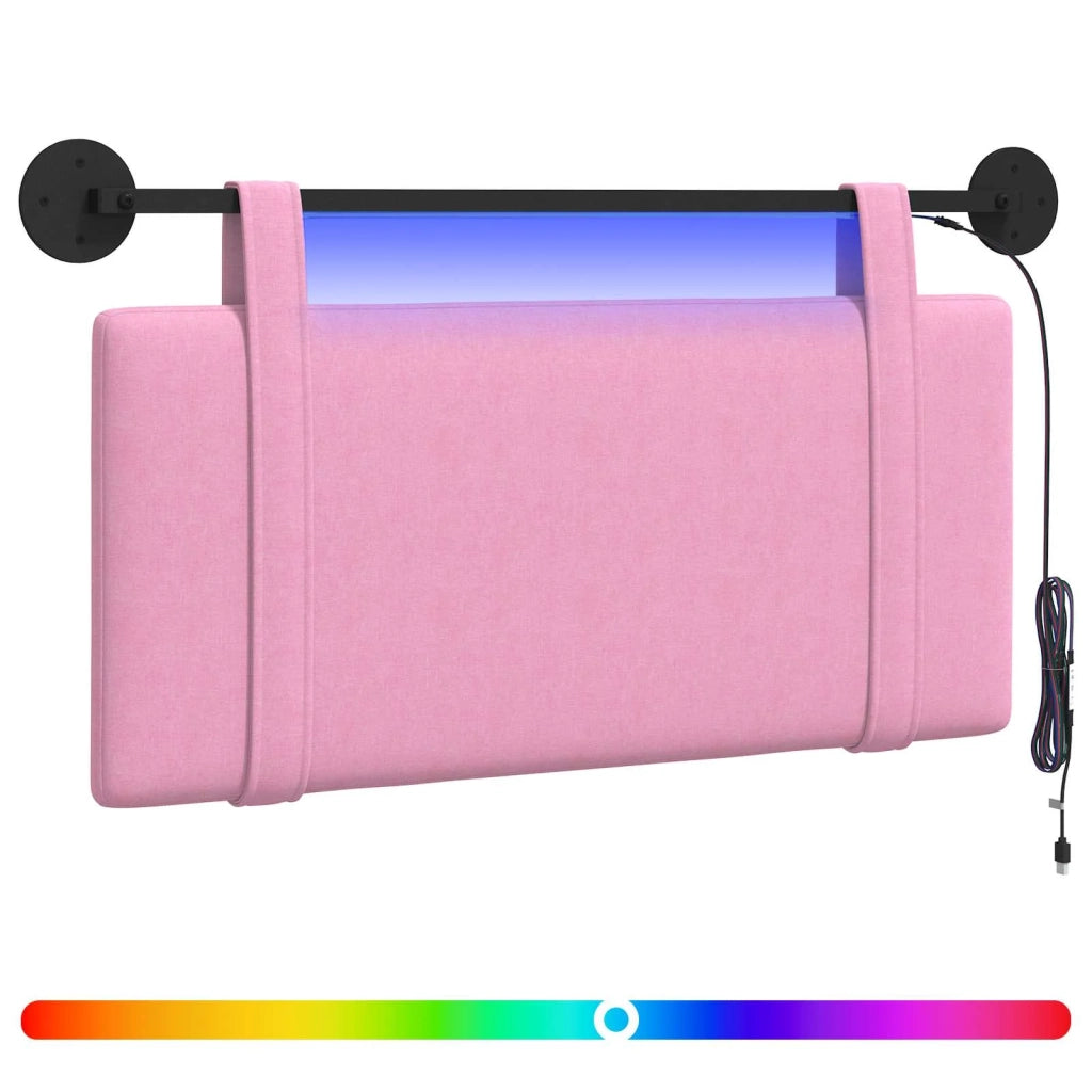 Testiera | Testata sospesa Con luce LED Rosa Tessuto