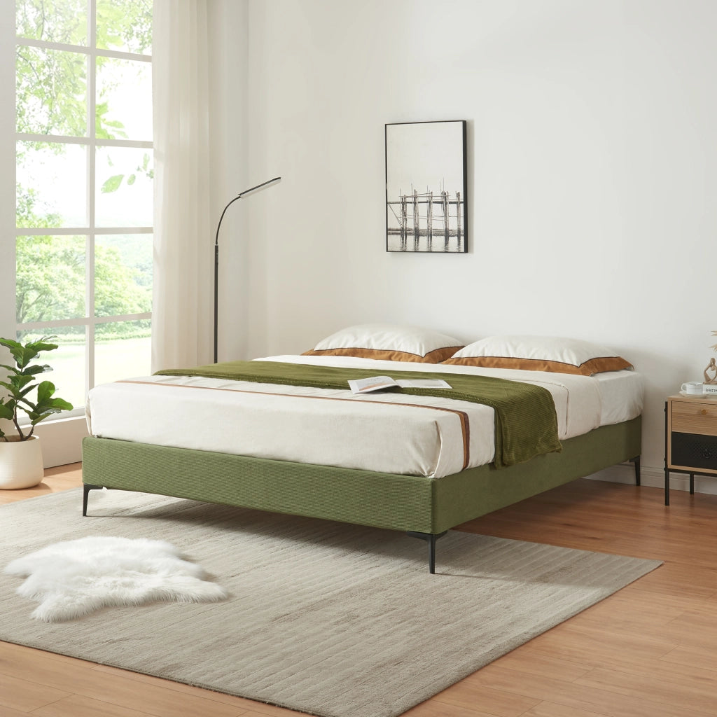Letto Matrimoniale Lilla 180x200 cm con Fodera Protettiva - Verde [en.casa]