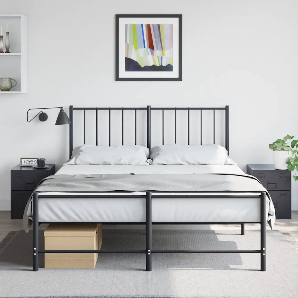 Comodini 2 pz-Set di 2 Tavolino da notte Neri 34,5x39x44 cm in Acciaio 463117