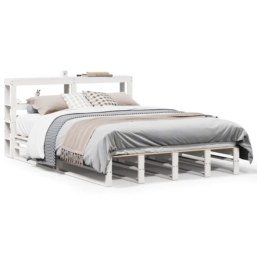 vidaXL Giroletto con Testiera Bianco 150x200 cm Legno Massello di Pino