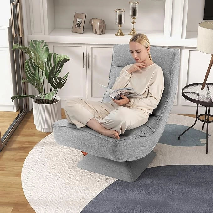 Chaise longue da Pavimento Pieghevole, Sedia da Gioco da Pavimento con Schienale Regolabile in 5 Posizioni, Divano Reclinabile da Interno (Grigio)