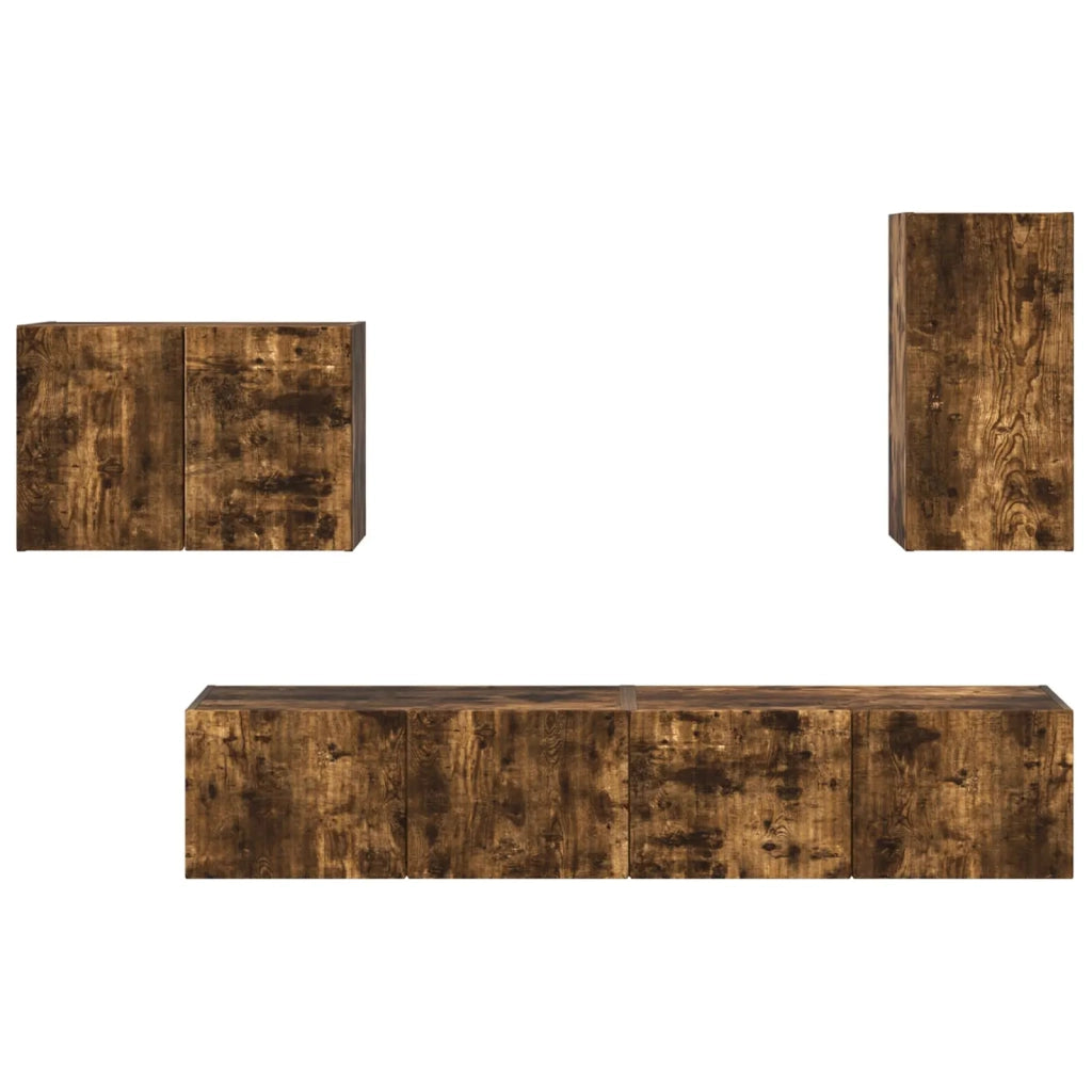 Set di Mobiletto da TV a Parete 4 pcs Rovere fumé 3408939