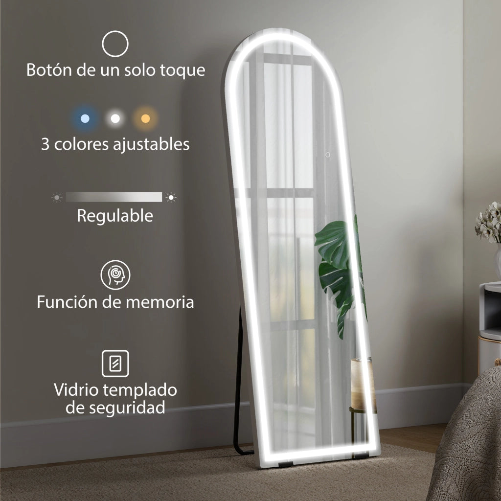 Specchio da Parete con Luci LED ¨C zephmum ¨C Bianco 150x50cm