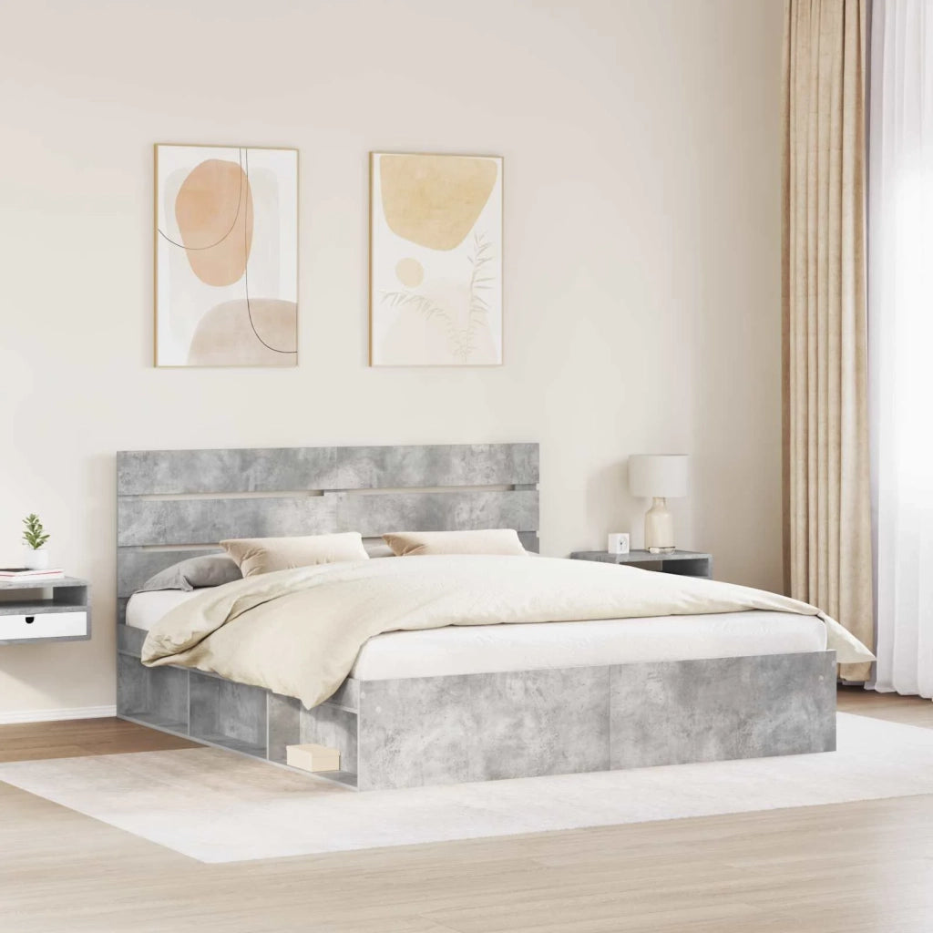 Struttura del letto Calcestruzzo 180 x 200 cm Pino massello