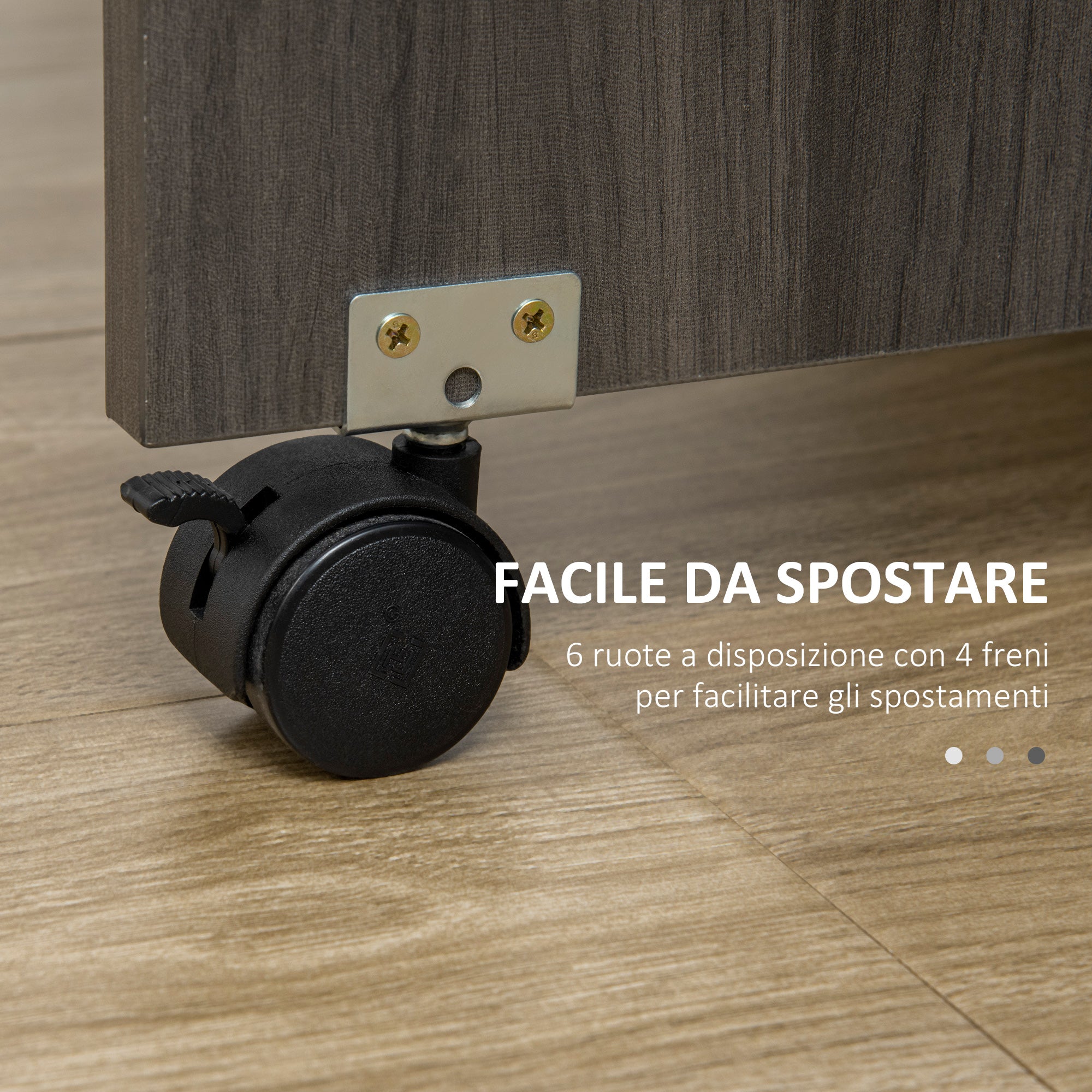 Tavolo Pieghevole a Ribalta 120x60x76.5 cm con 2 Cassetti e Armadietto in Legno Effetto Cemento Grigio