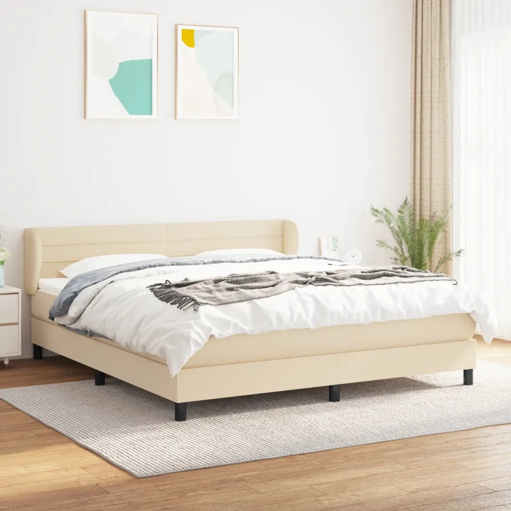Giroletto a Molle con Materasso Crema 160x200 cm in Tessuto 3126338