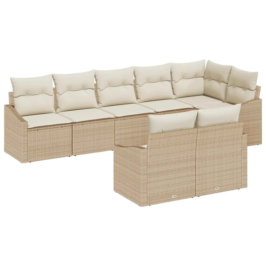 Set di divani con cuscino 8 pcs Beige polyrattan