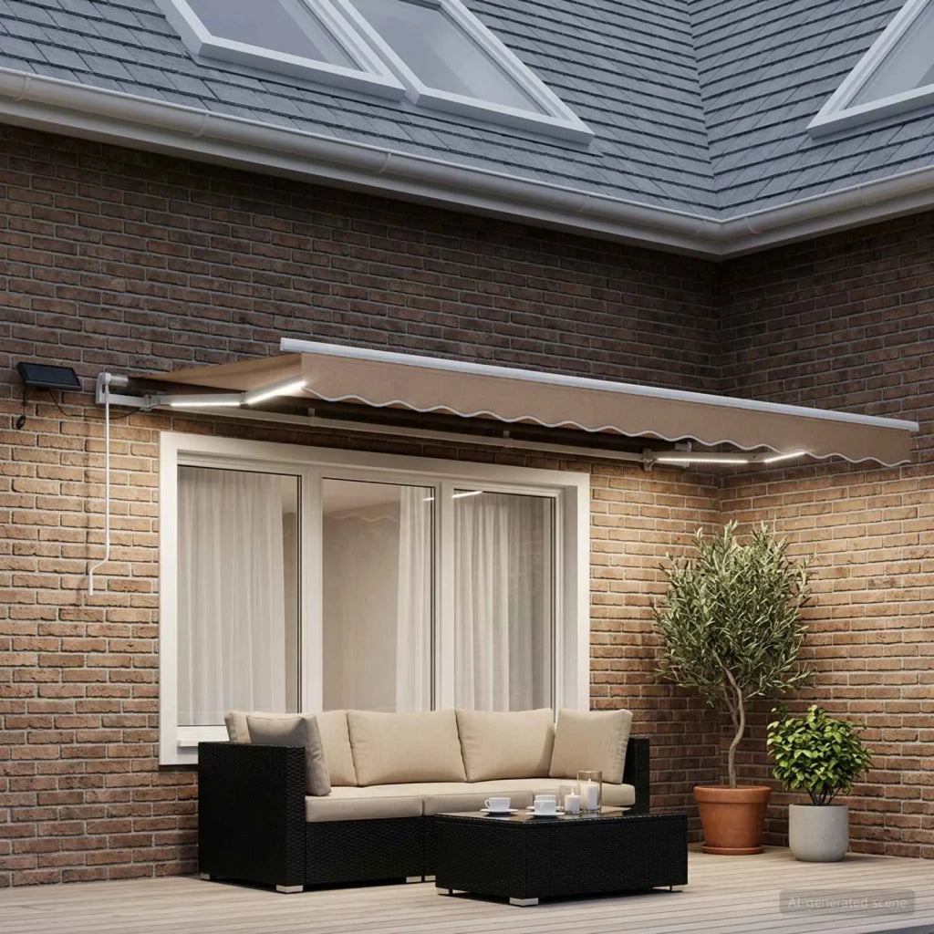 Tenda retrattile Tortora 400 × 350 cm Tessuto e Alluminio 3426122