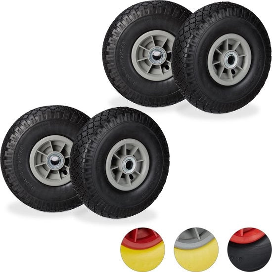 Quattro ruote di foratura - 3.00-4 - cinghia in gomma - cuscinetto a rulli - 20 mm AS - nero-grigio