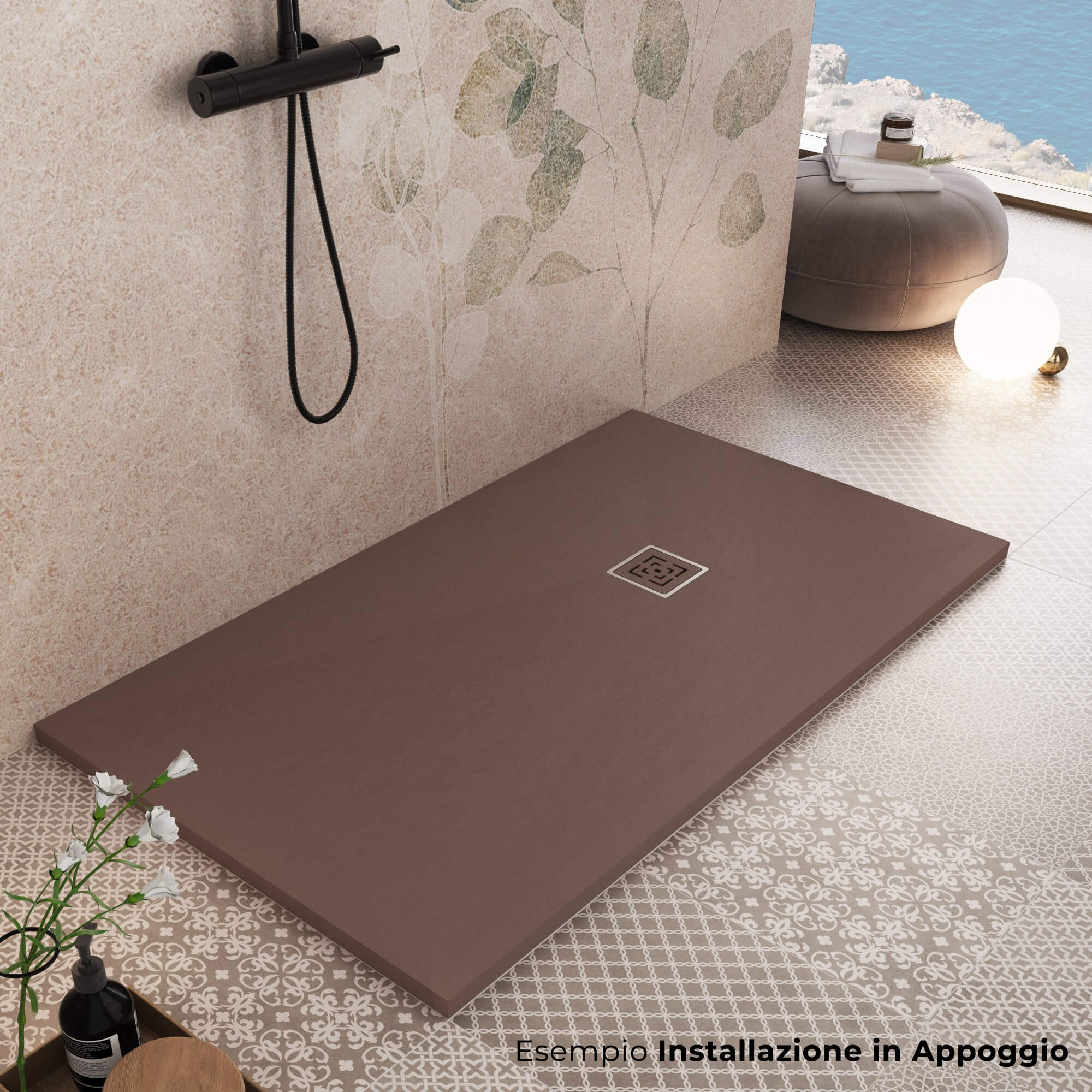 Piatto Doccia in Pietra 80x140 cm Bonussi Canton Marrone