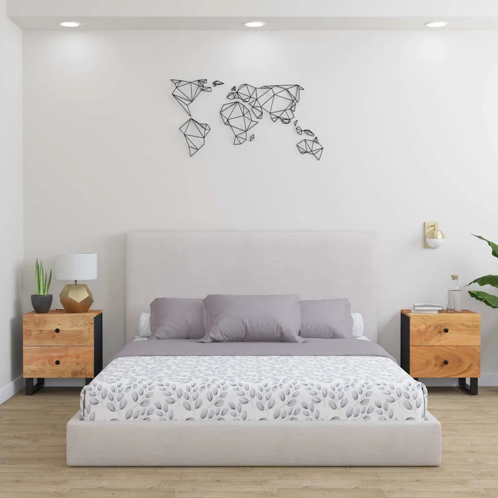 Comodini 2pz 40x33x46 cm in Legno Massello di Acacia 345217