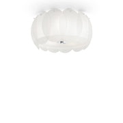 Plafoniera Moderna Ovalino Vetro Bianco 5 Luci E27