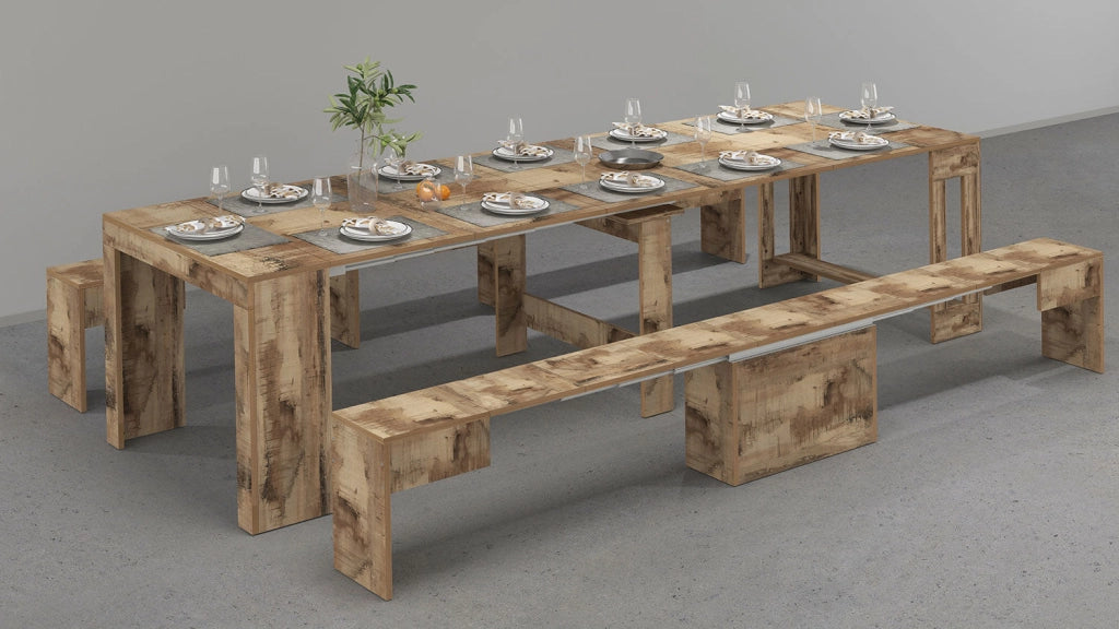 Panca Allungabile 66/290x25x45 cm Pratika Singola A Acero Pereira
