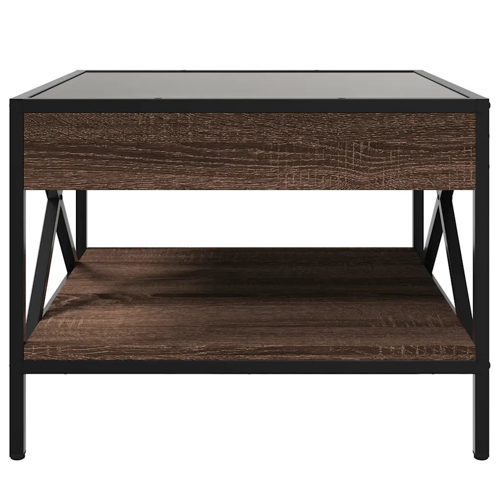 vidaXL Tavolino da Salotto con LED Infinity Rovere Marrone 50x50x38 cm