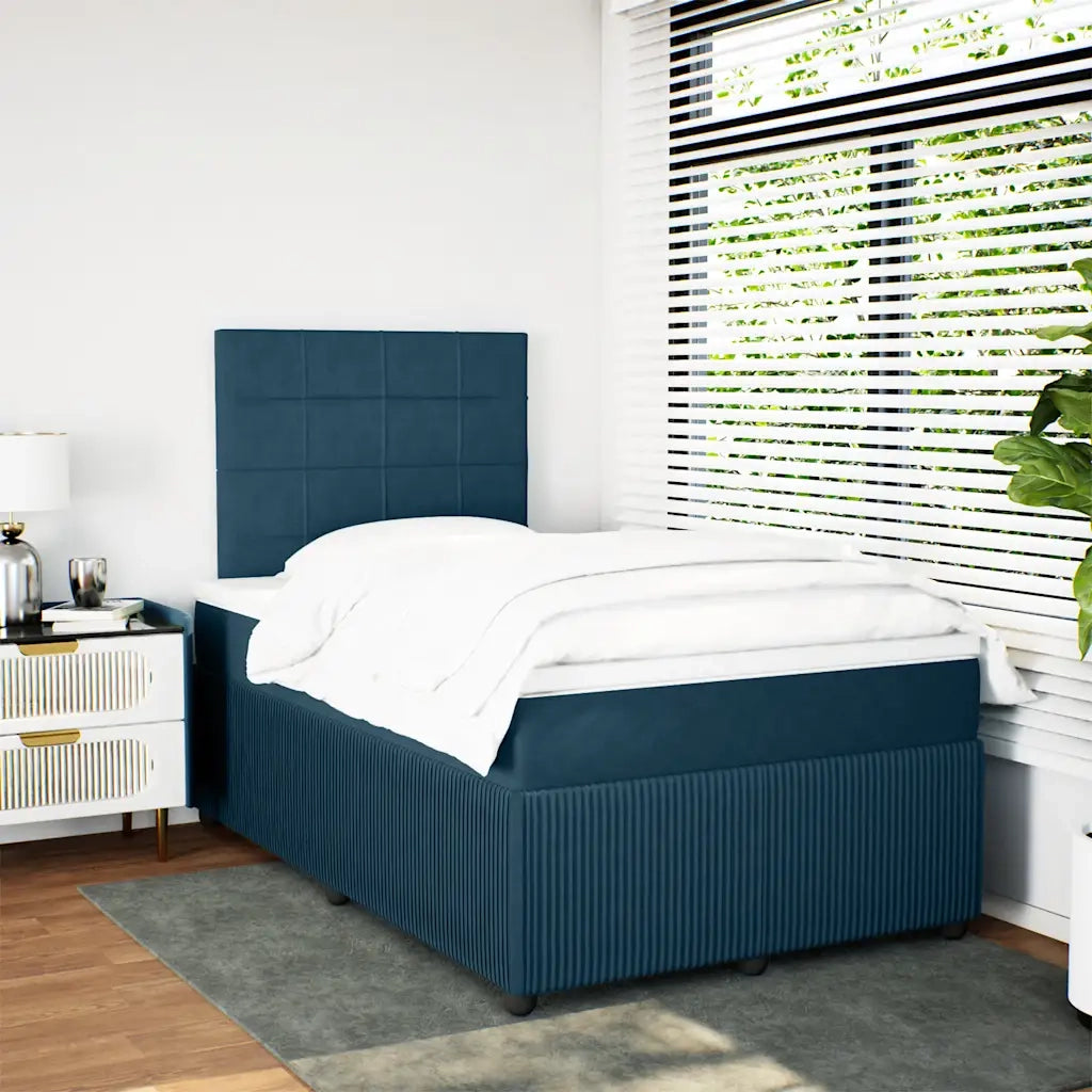 Giroletto a Molle con Materasso Blu Scuro 120x190 cm in Velluto
