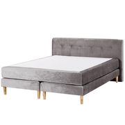 Letto in velluto grigio tappezzeria 160 x 200 cm Continental con materasso a molle