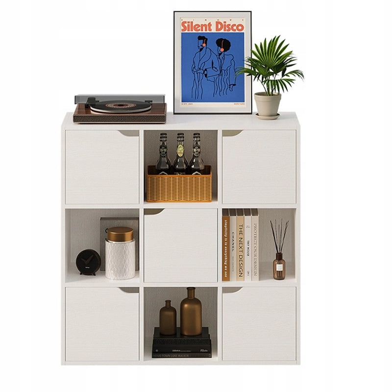 Scaffale, mobiletto, cassettiera, ripiani quadrati, cassettiera chiusa, bianco, stile loft moderno
