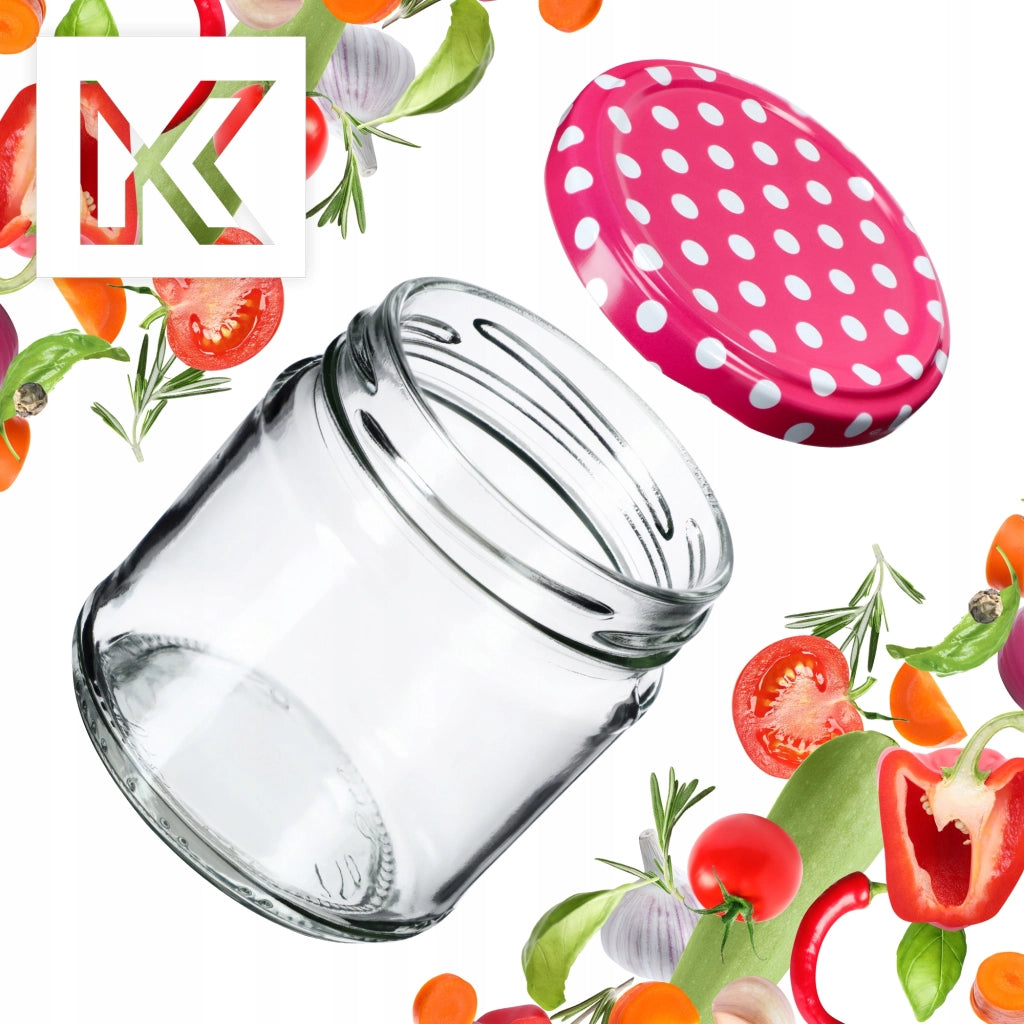 Barattoli per conserve KADAX Lerma 200ml 10 pezzi 66mm + coperchi "Piselli rosa"