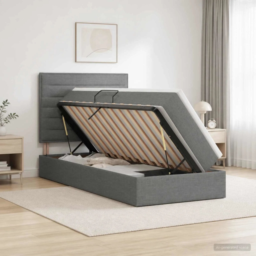 Letto con contenitore e materasso Grigio Scuro 100 x 200 cm 3459421