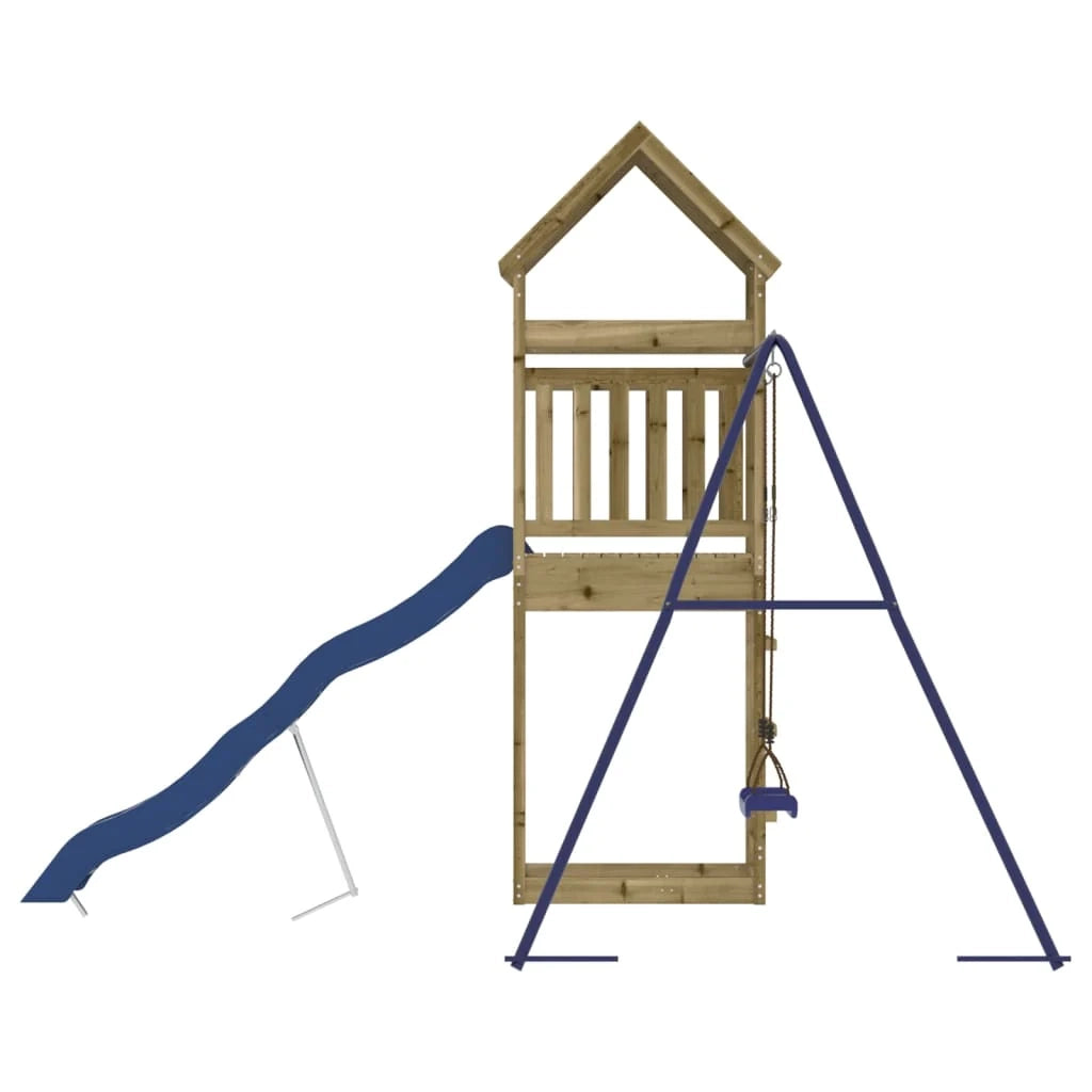 Area giochi all'aperto con altalene scivolo e robuste strutture per arrampicarsi  giochi da giardino 53 x 85 x 264 cm legno di pino impregnato 02_0004859