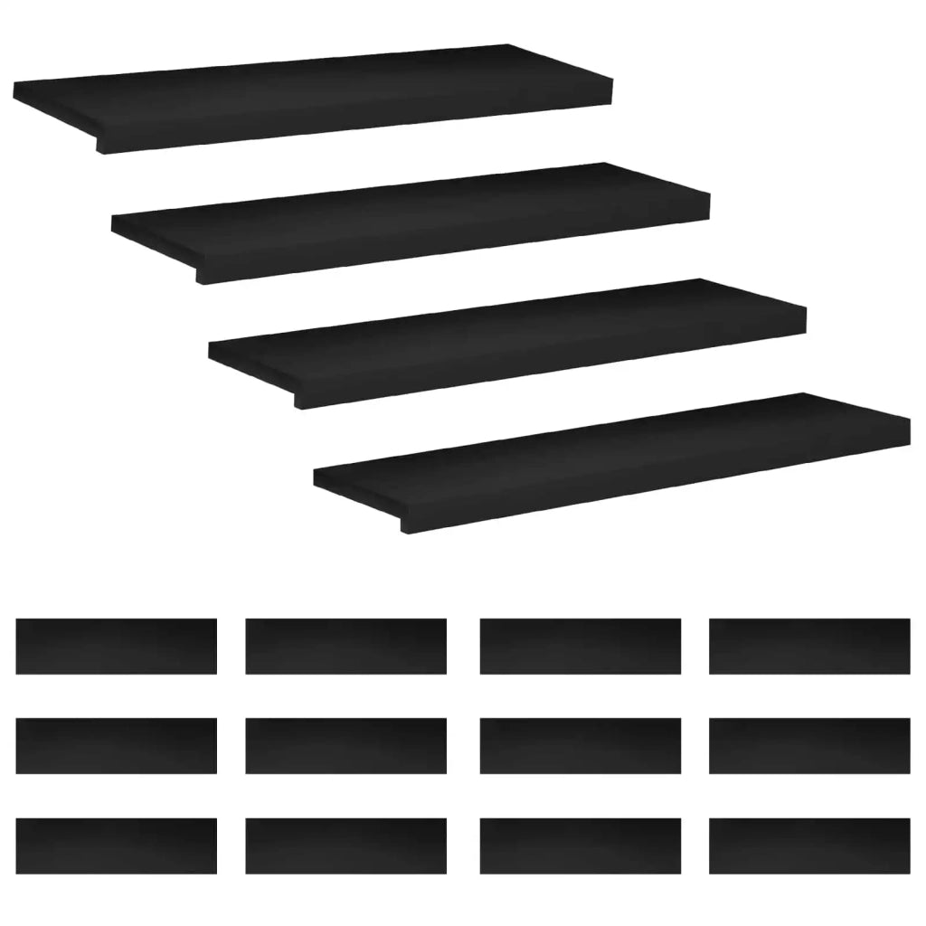 Tappeti per scale 16 pz 90 x 30 x 2 cm Nero 3446468
