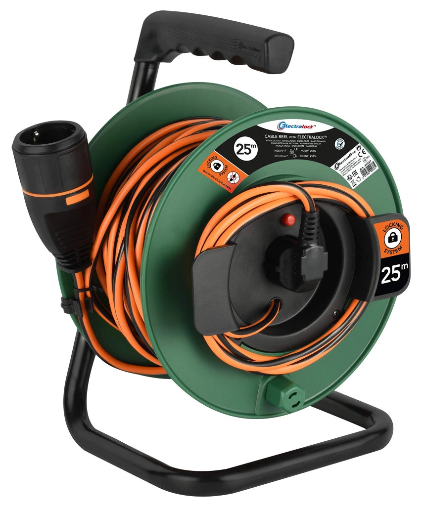 Avvolgicavo con Presa a Meccanismo Blocco Art 49237 Electraline 25 mt