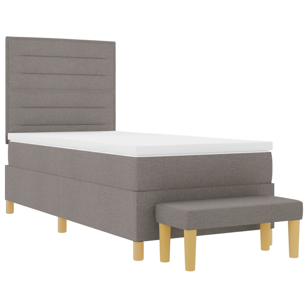 Letto con box spring e panca tortora 90x190 cm in tessuto